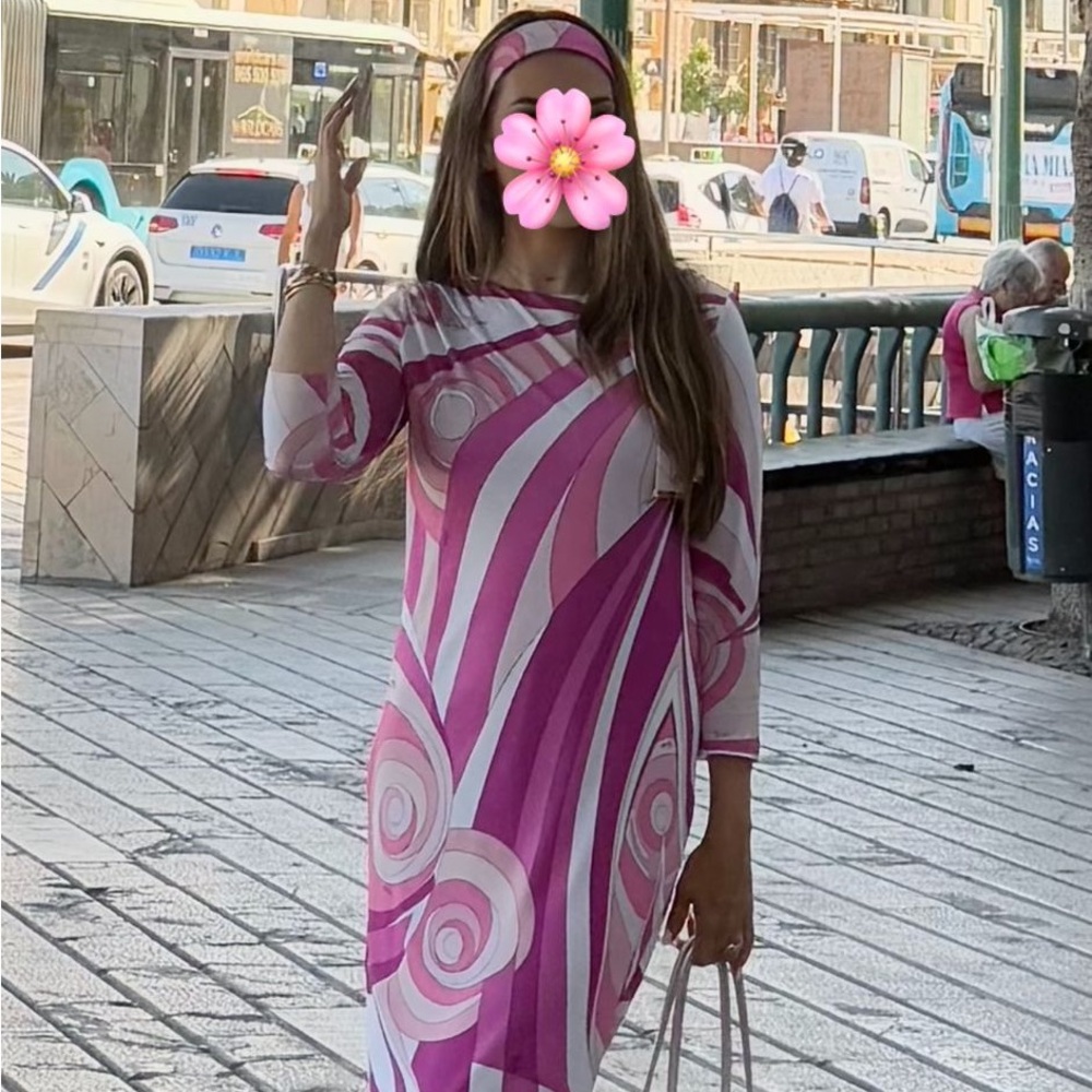 Emilio Pucci Pink and White Belted Dress